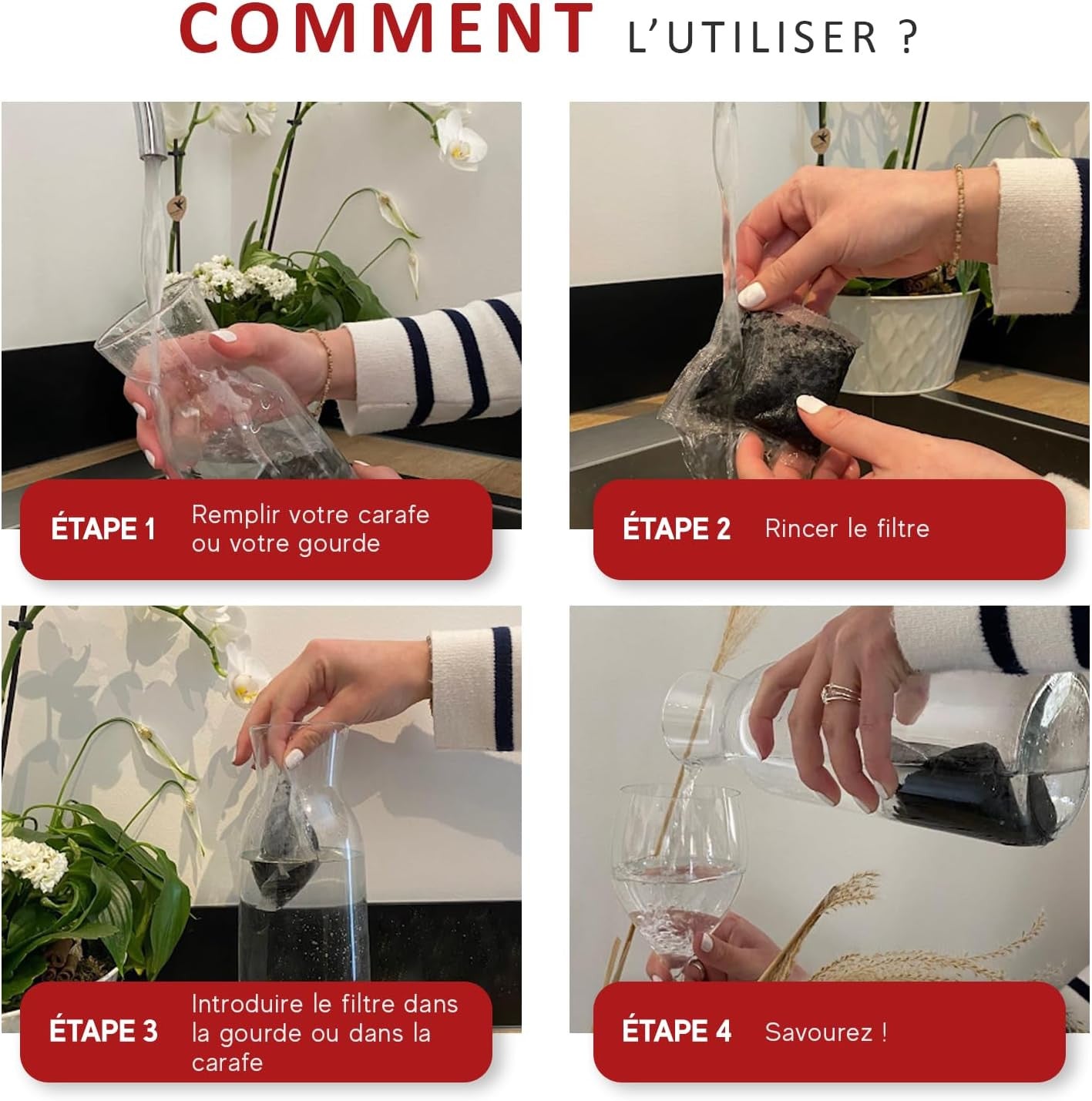 Carafe filtrante en verre 1.4L ou 1L-4