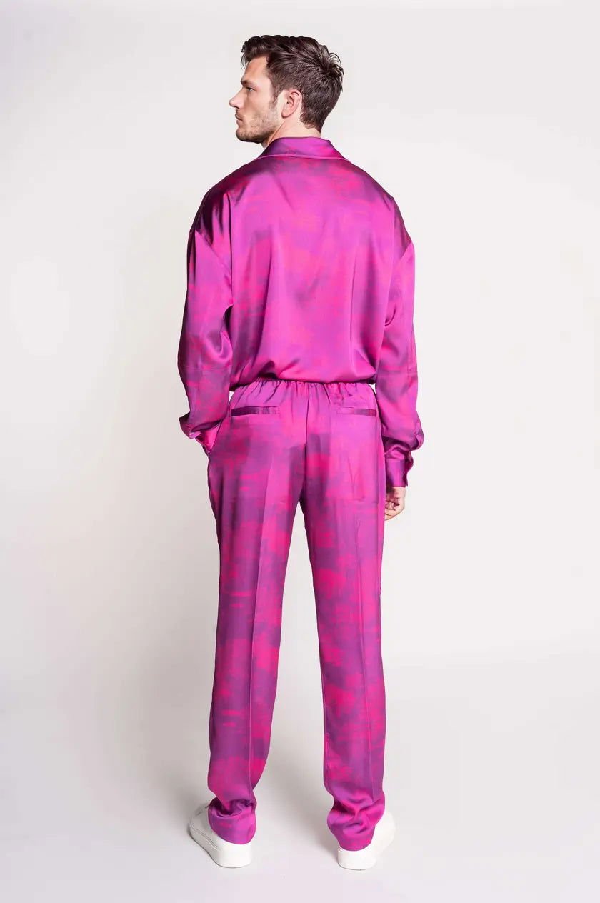French-Made 100% Silk Savanna Print Pants-3