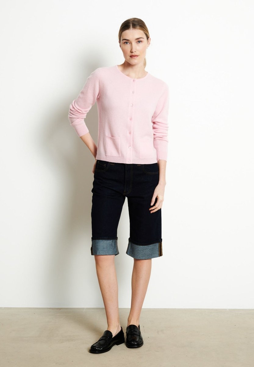 Cardigan col rond cachemire rose baby femme - LILLY 4B-4