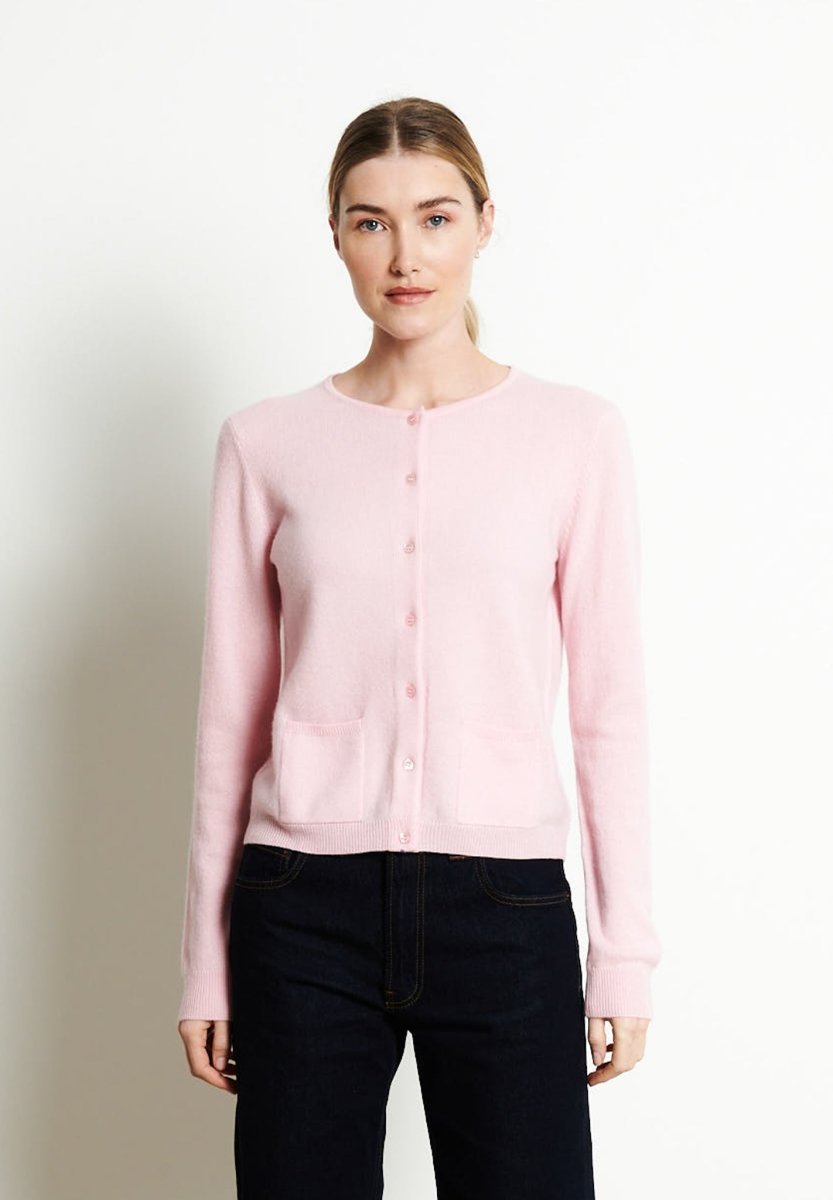 Cardigan col rond cachemire rose baby femme - LILLY 4B-0