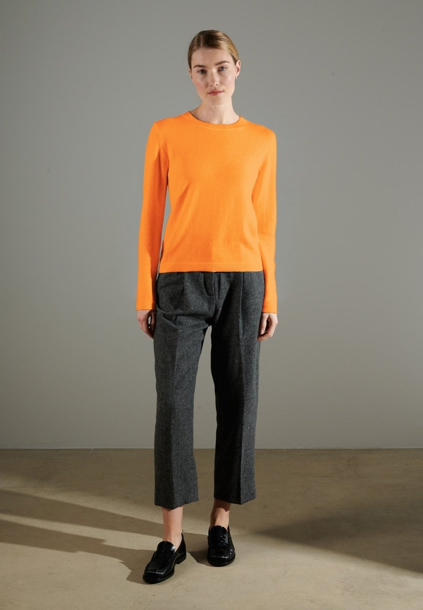 Pull col rond cachemire orange citrouille femme - NAMI 4-1