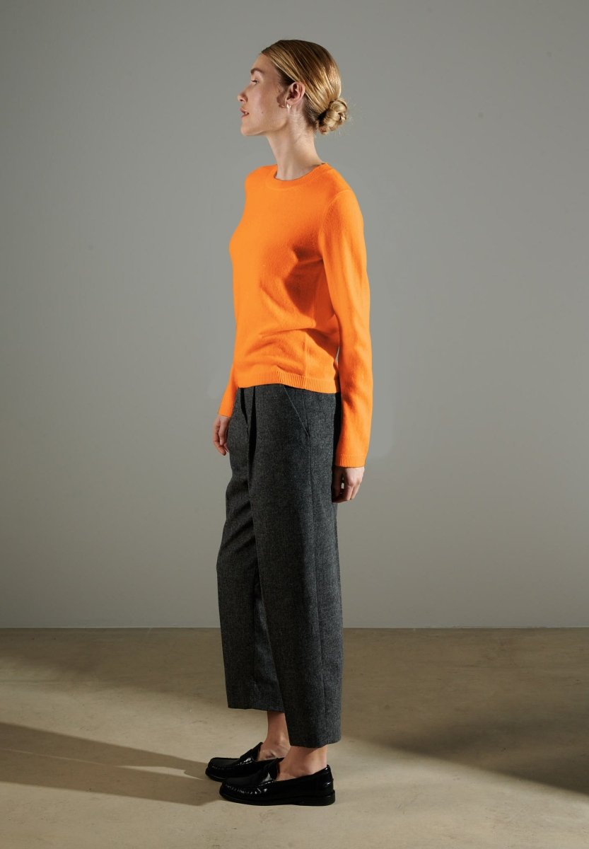 Pull col rond cachemire orange citrouille femme - NAMI 4-2