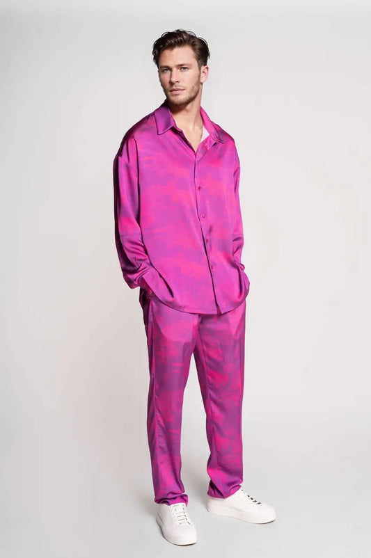 French-Made 100% Silk Savanna Print Pants-0