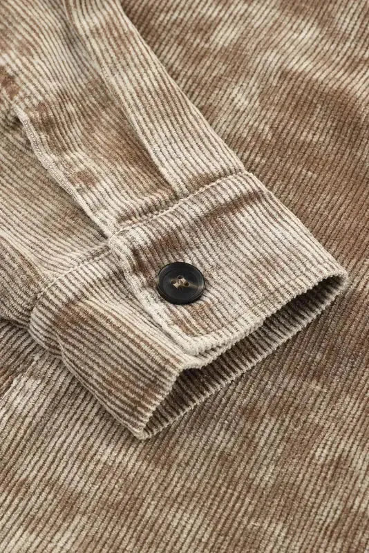 Khaki Vintage Distressed Oversized Shacket-4