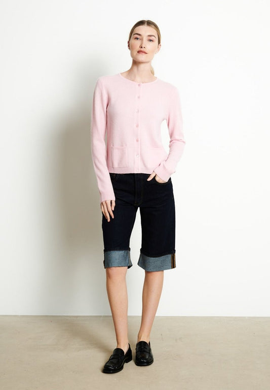 Cardigan col rond cachemire rose baby femme - LILLY 4B-1